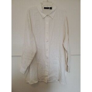 Finity 100% Linen Shirt Front Button Up Tunic Collared Vintage‎ Womens 2XL Plus
